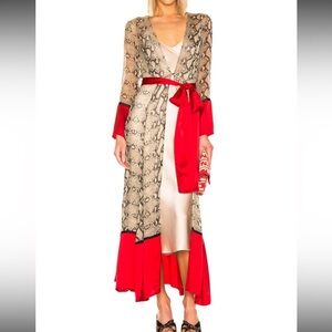 We Are Leone Snake Print Bohemian Silk Long Body Cover Robe M/L Soft Goth Whimsy